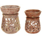 Oil Diffuser - Natural Soapstone Oil Burner Round Leaves 4" - Wholesale and Retail Prabhuji's Gifts 