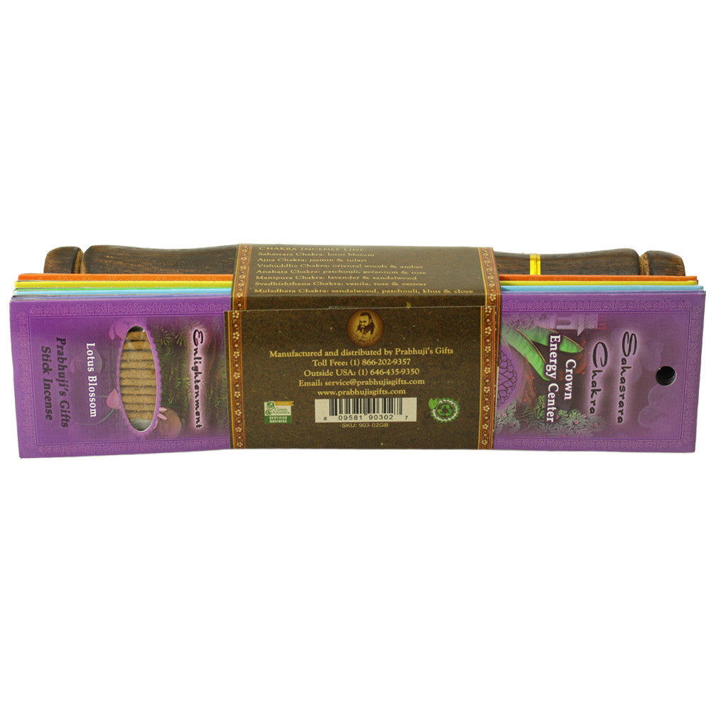 Incense Gift Set - Bamboo Burner + 7 Chakras Incense Stick & Greeting: Thank you for being you - Wholesale and Retail Prabhuji's Gifts 