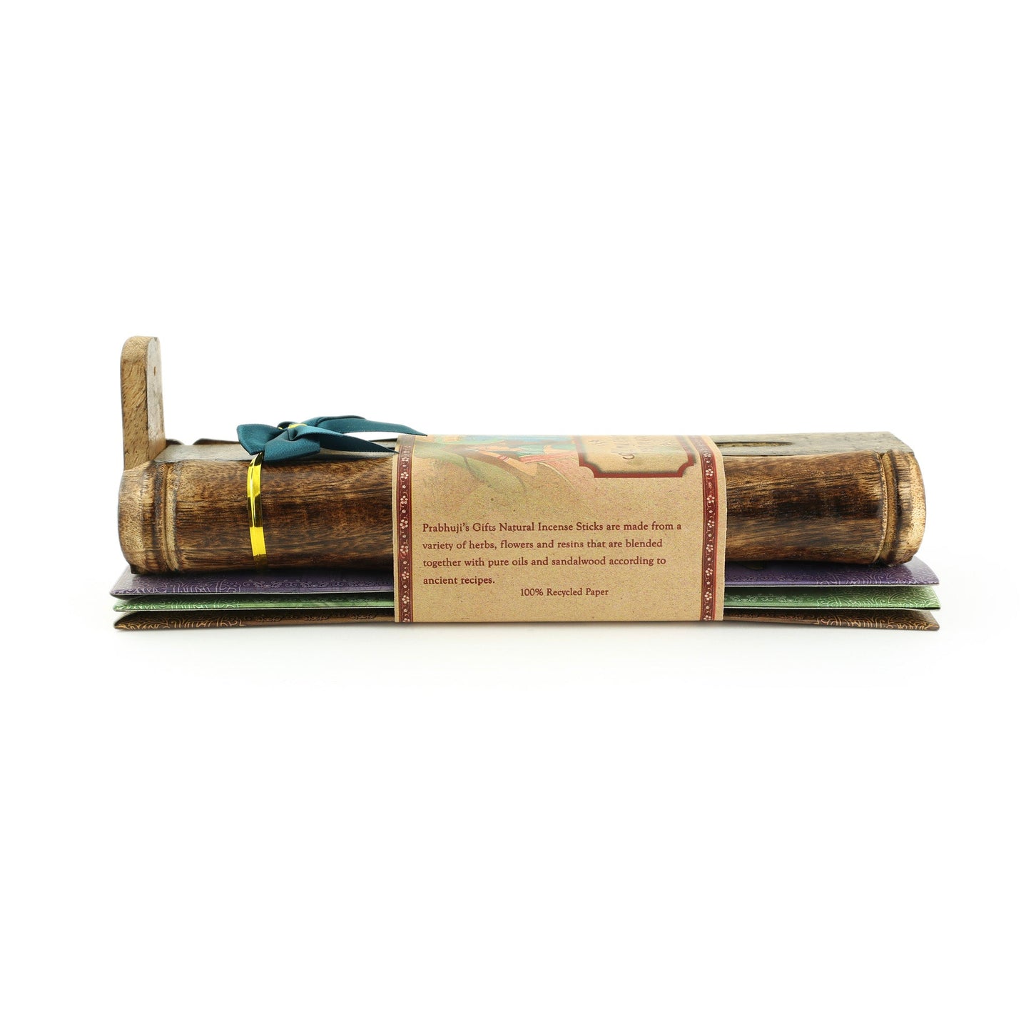 Prabhuji Incense Gift Set - Bamboo Burner + 3 Harmony Incense Sticks Packs & Love Greeting - Rest in you