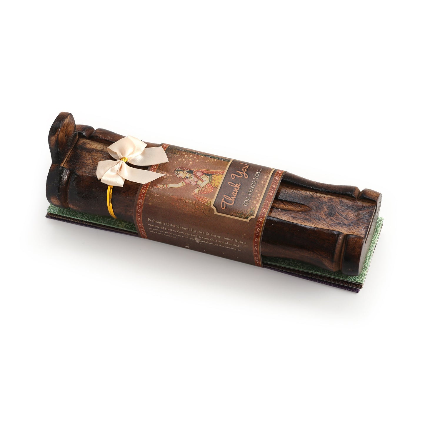 Prabhuji Incense Gift Set - Bamboo Burner + 3 Harmony Incense Sticks Packs & Greeting - Thank you for being you