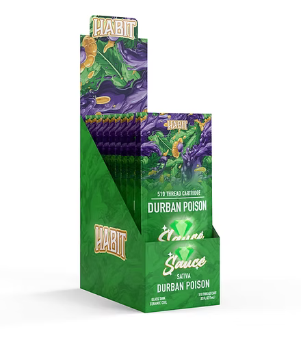 THCA Live Resin 510 Cartridge – Durban Poison 1g (Sativa) - 10 Pack