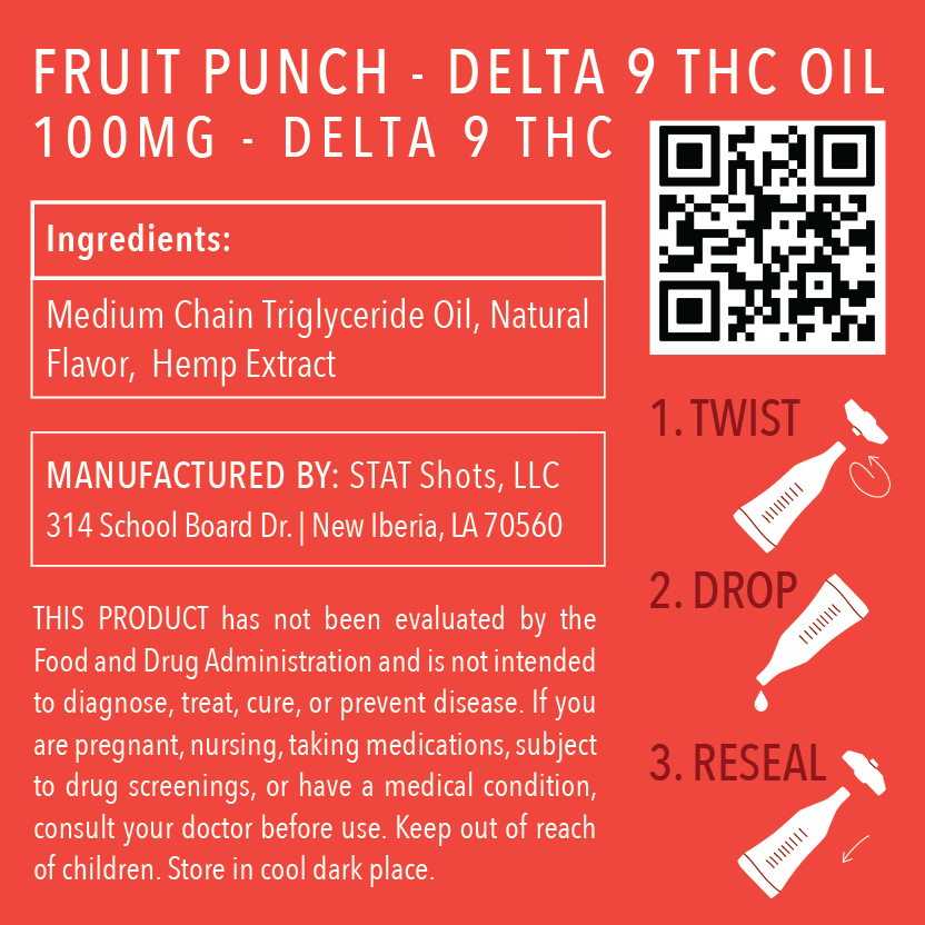DELTA 9  Fruit Punch Oil 100mg   -  single vial