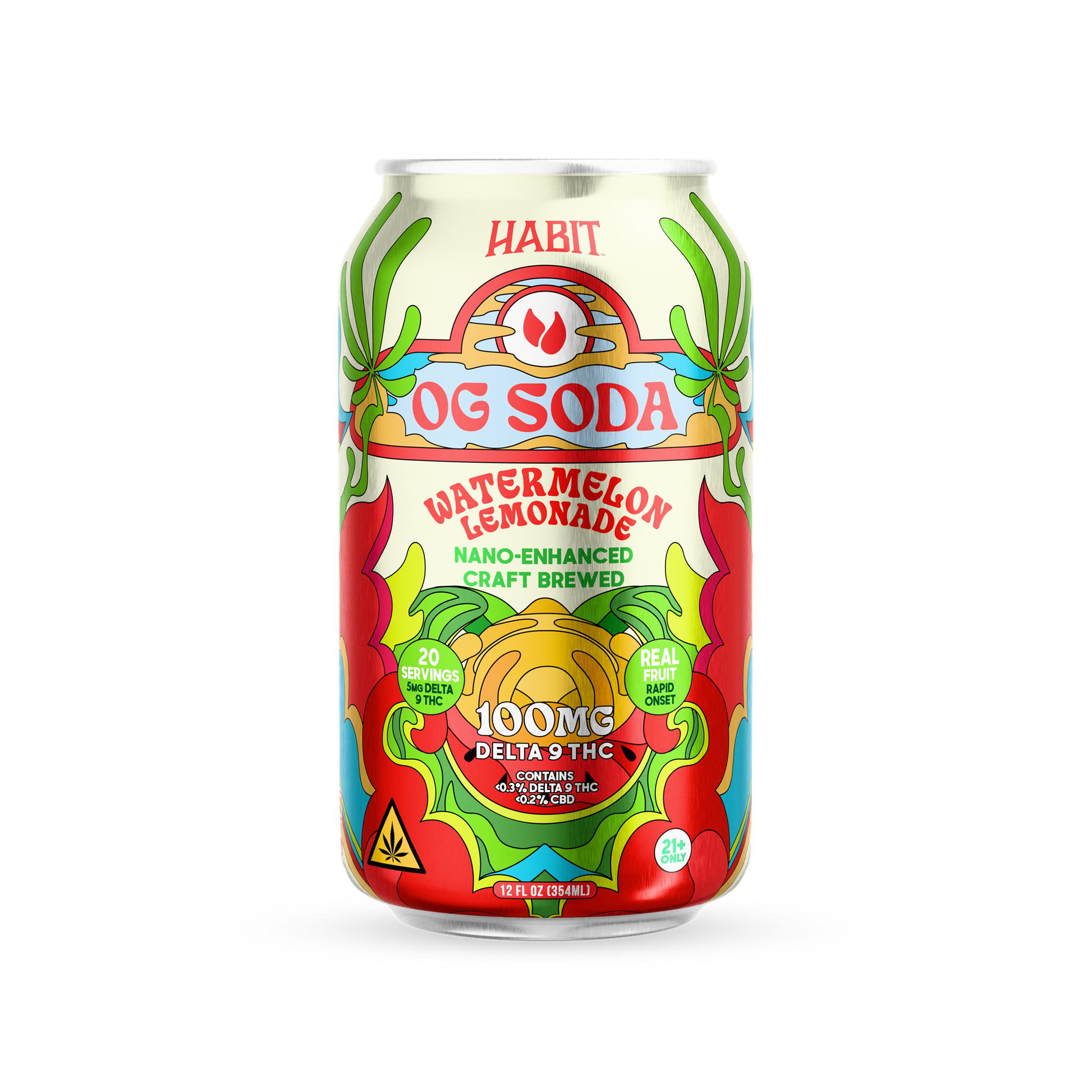 Delta 9 100mg OG Soda - Watermelon Lemonade - 12pk - Tree Spirit Wellness