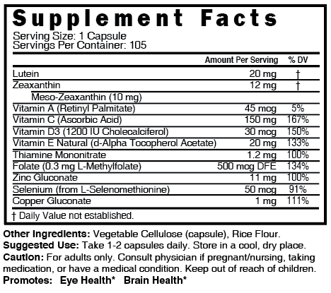 Lutein, Zeaxanthin & Meso-Zeaxanthin - 60ct - Tree Spirit Wellness