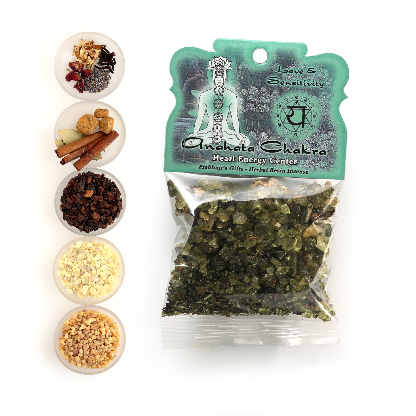 Prabhuji Resin Incense Heart Chakra Anahata - Love and Sensitivity - 1.2oz bag