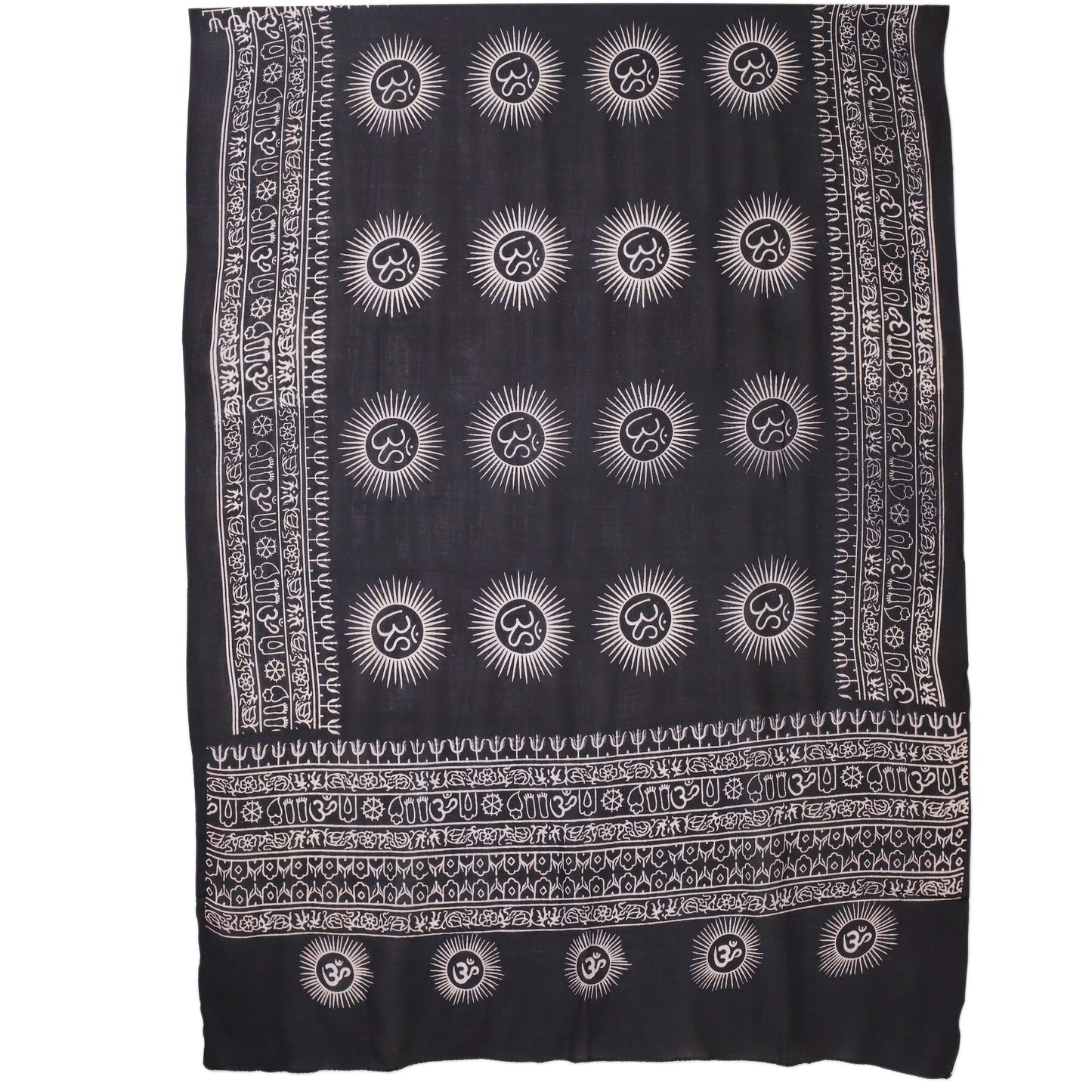 Prabhuji Meditation Yoga Prayer Shawl - Mantra Om - Black Large