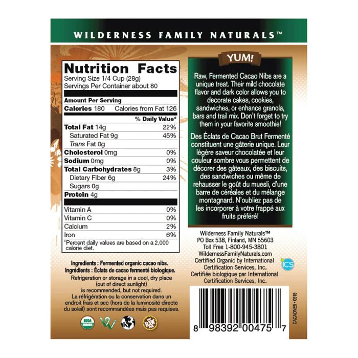 Cacao Nibs | Raw | Certified Organic | Fermented | 8 oz | Case of 6 - Tree Spirit Wellness