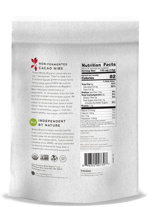 Cacao Nibs | Raw | Certified Organic | Non - Fermented | 16 OZ - Tree Spirit Wellness