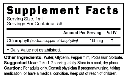 Chlorophyll Drops (Pure Sodium Copper Chlorophyllin) 100 mg - Tree Spirit Wellness
