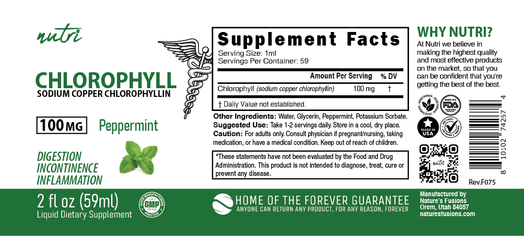 Chlorophyll Drops (Pure Sodium Copper Chlorophyllin) 100 mg - Tree Spirit Wellness