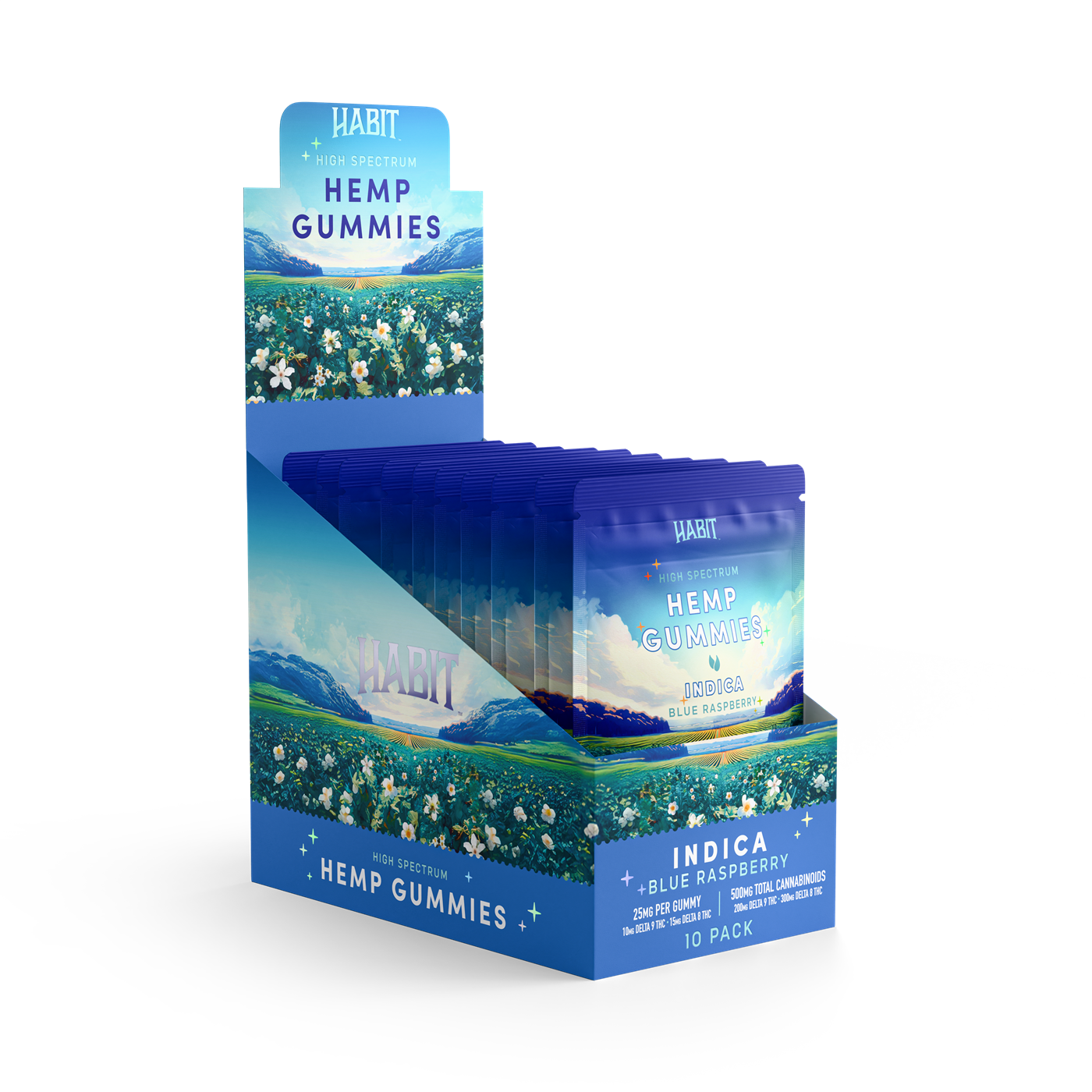 Delta 8 15mg+Delta 9 10mg - 20 Blue Raspberry Gummies - Indica - Tree Spirit Wellness