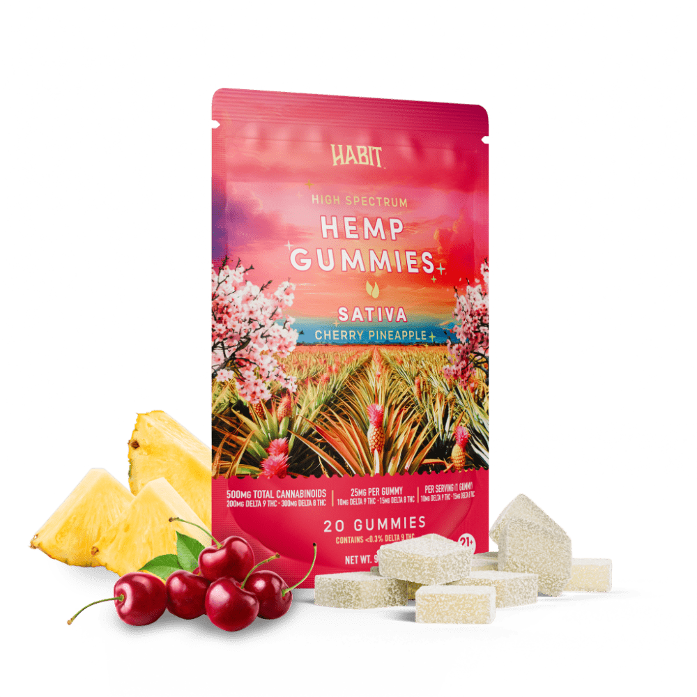 Delta 8 15mg+Delta 9 10mg - 20 Cherry Pineapple Gummies - Tree Spirit Wellness