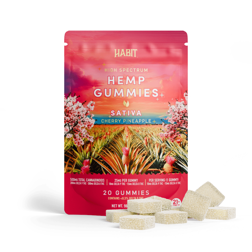 Delta 8 15mg+Delta 9 10mg - 20 Cherry Pineapple Gummies - Tree Spirit Wellness