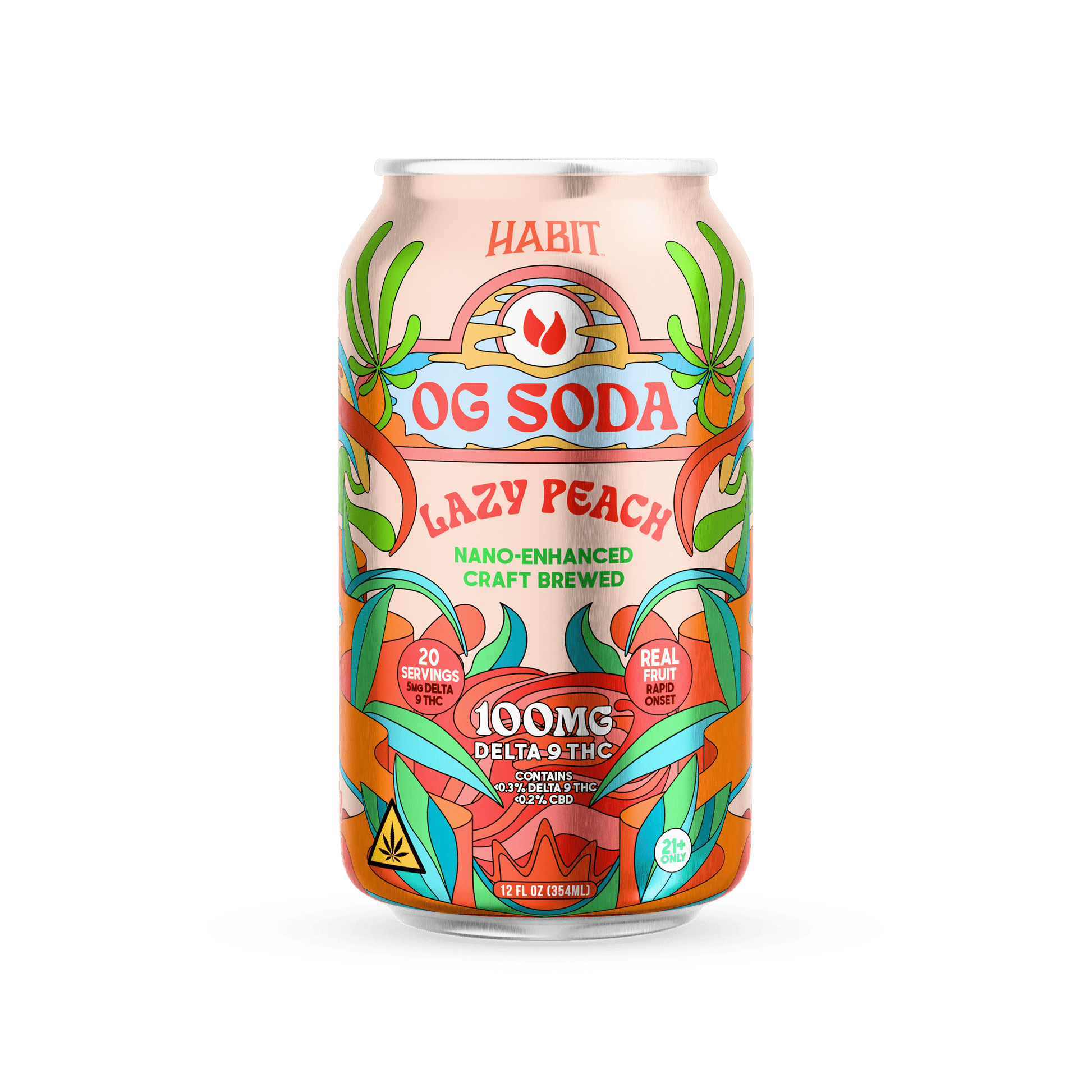 Delta 9 100mg OG Soda - Lazy Peach - Dynamic - 12pk - Tree Spirit Wellness