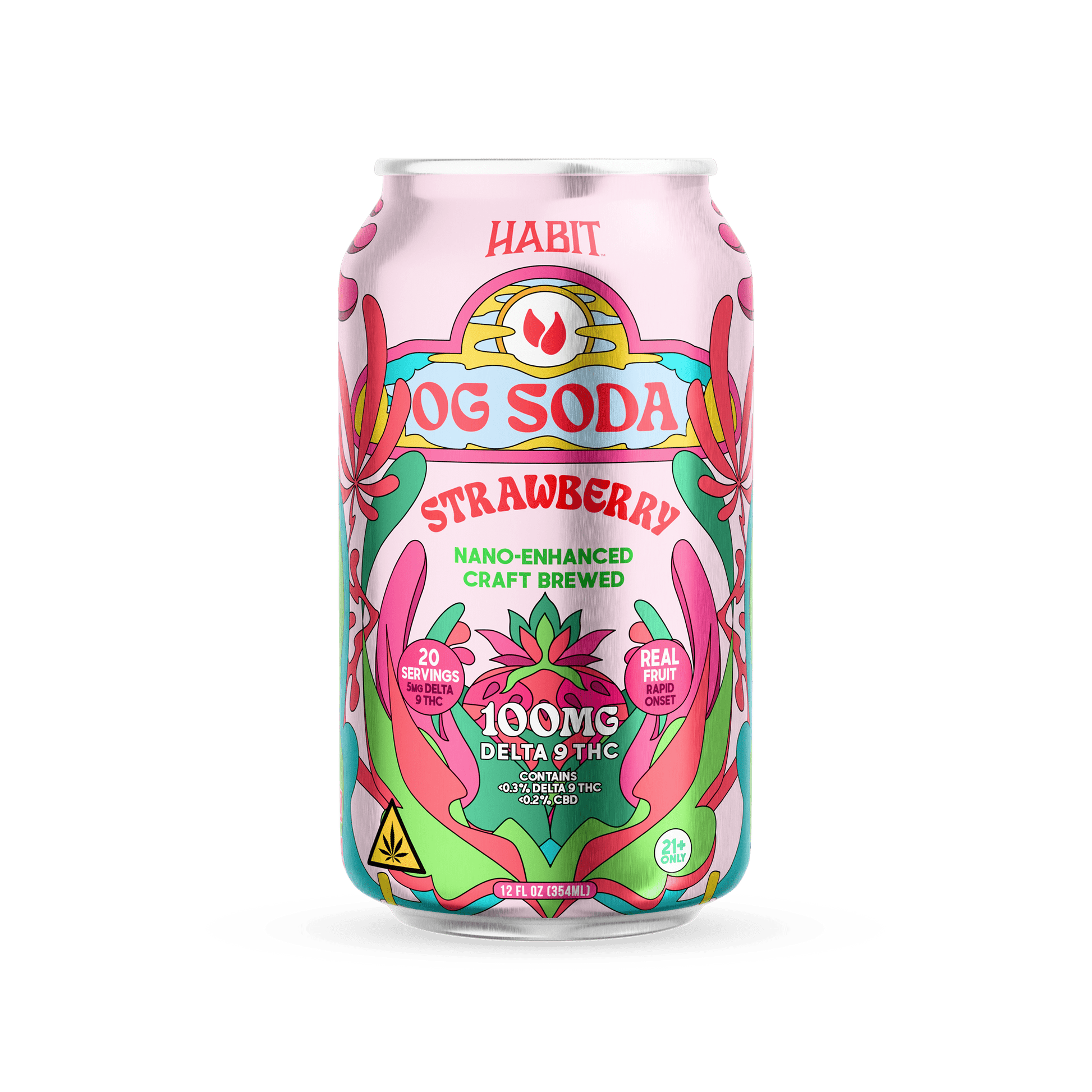 Delta 9 100mg OG Soda - Strawberry - 12pk - Tree Spirit Wellness