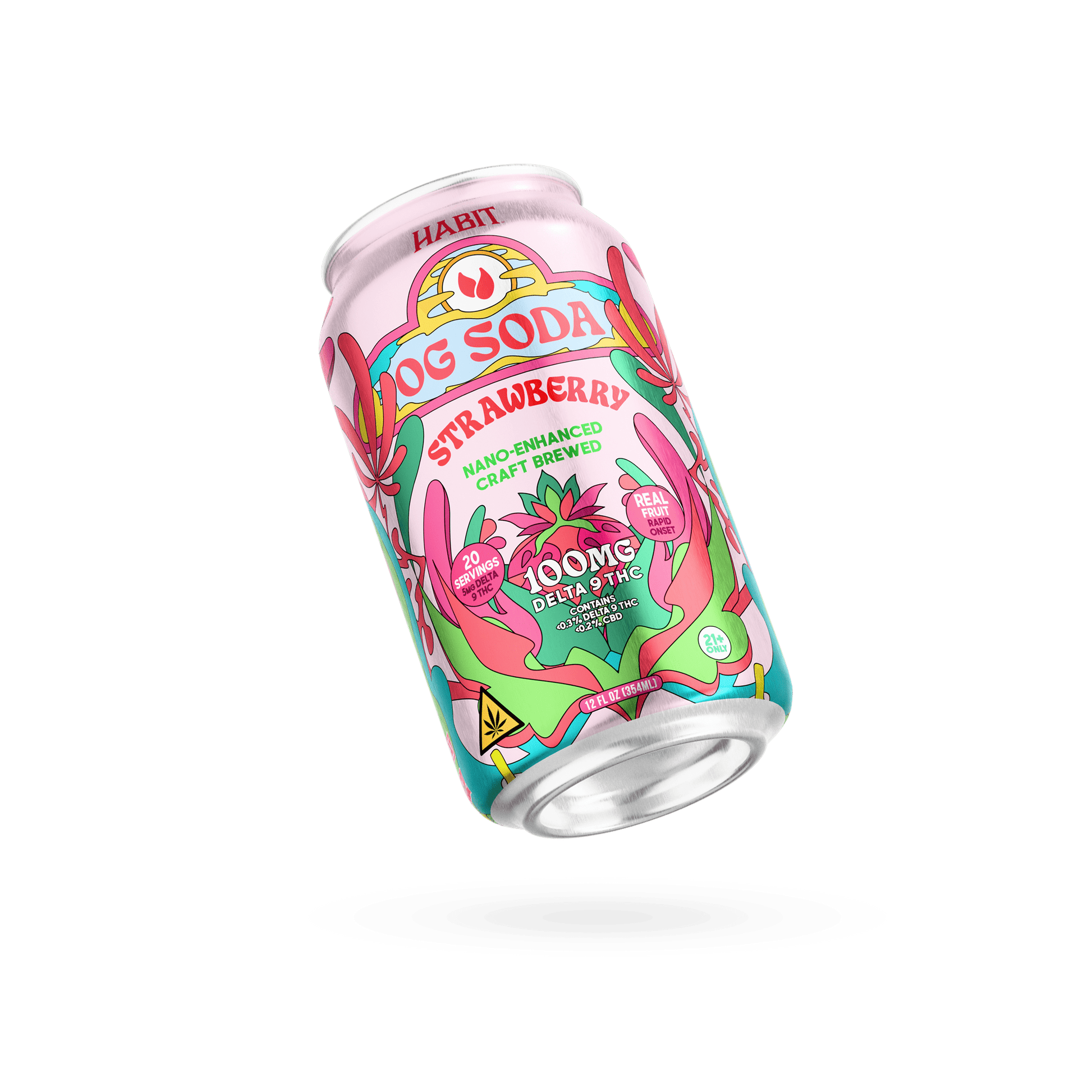 Delta 9 100mg OG Soda - Strawberry - 12pk - Tree Spirit Wellness