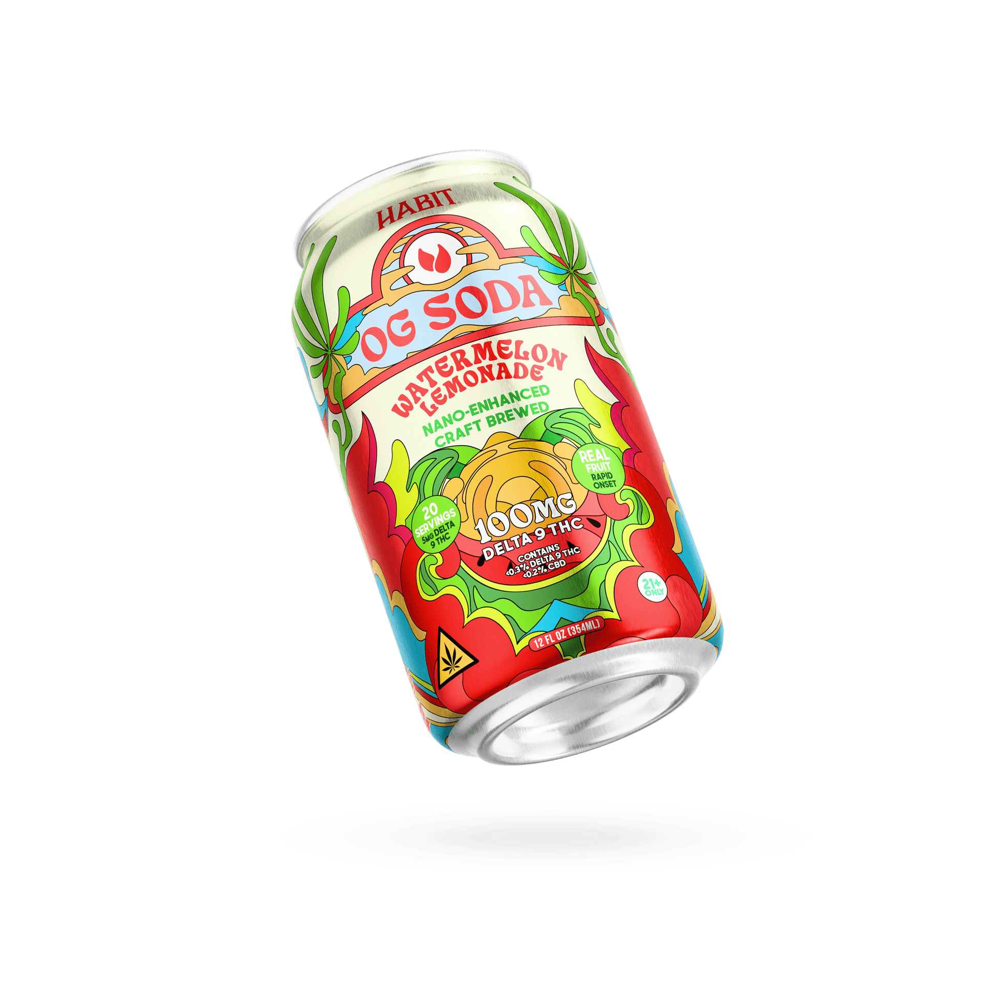 Delta 9 100mg OG Soda - Watermelon Lemonade - 12pk - Tree Spirit Wellness