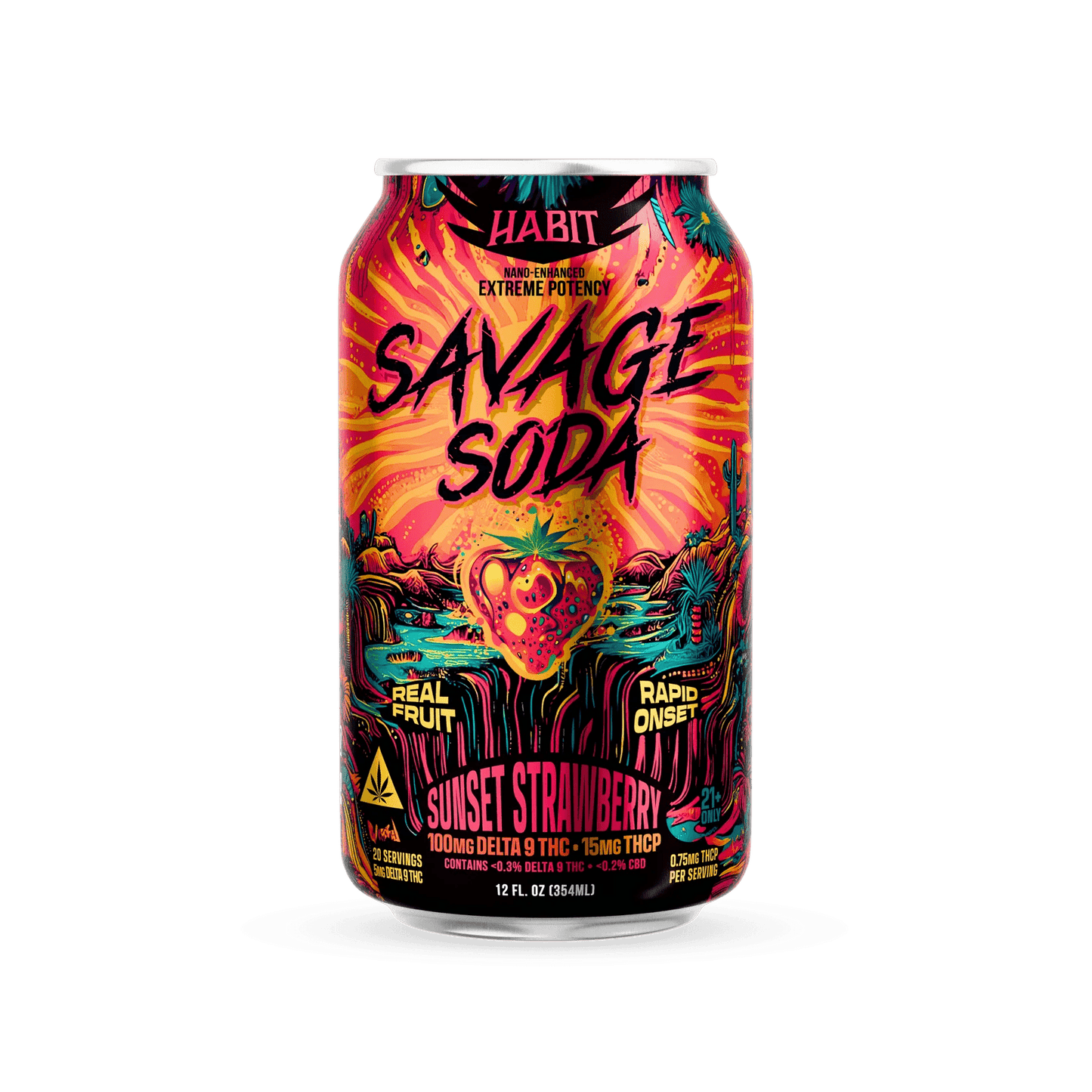 Delta 9 100mg Savage Soda - Citrus Drift - 4*6pk - Sold in 24 Can - Tree Spirit Wellness