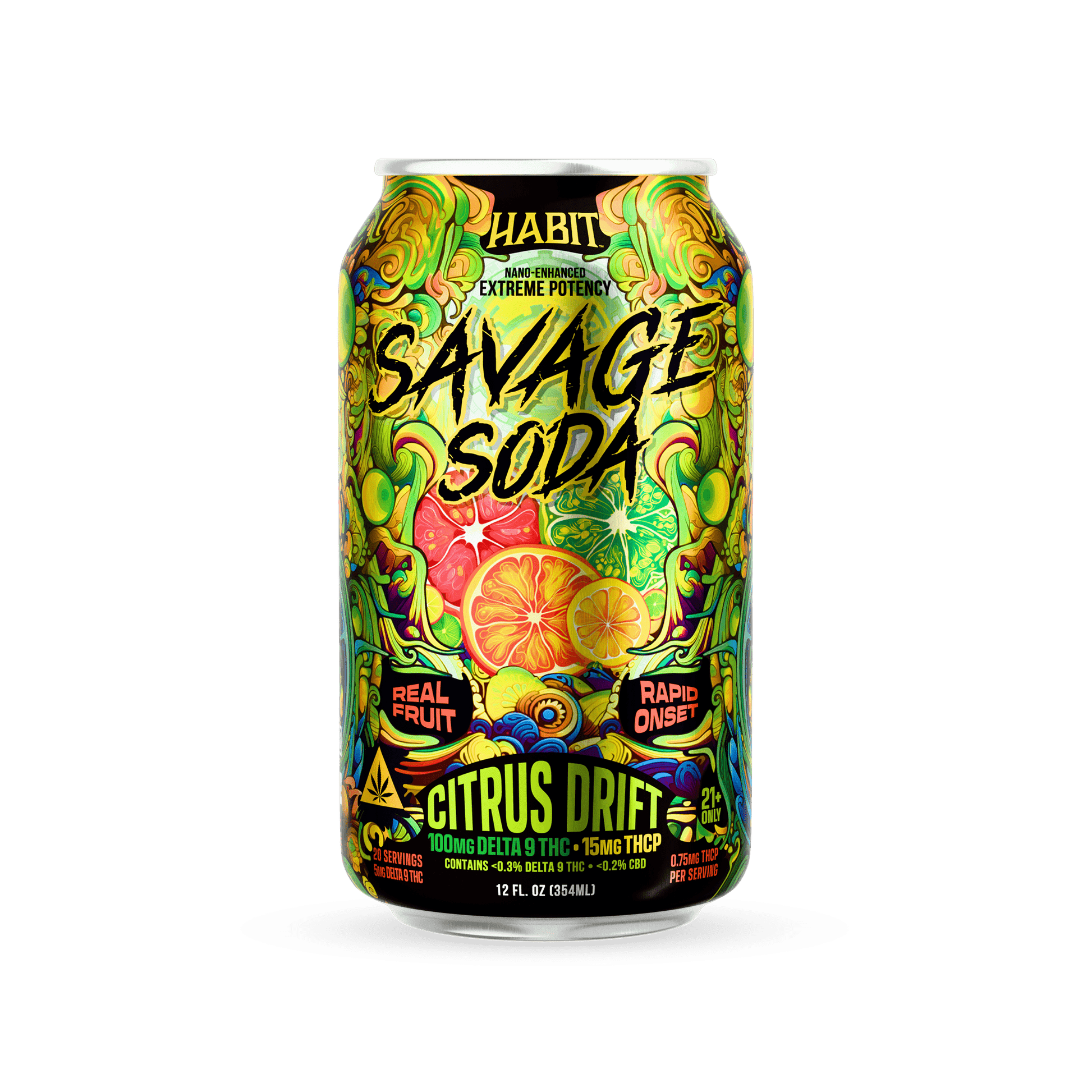 Delta 9 100mg Savage Soda - Citrus Drift - 6pk - Tree Spirit Wellness