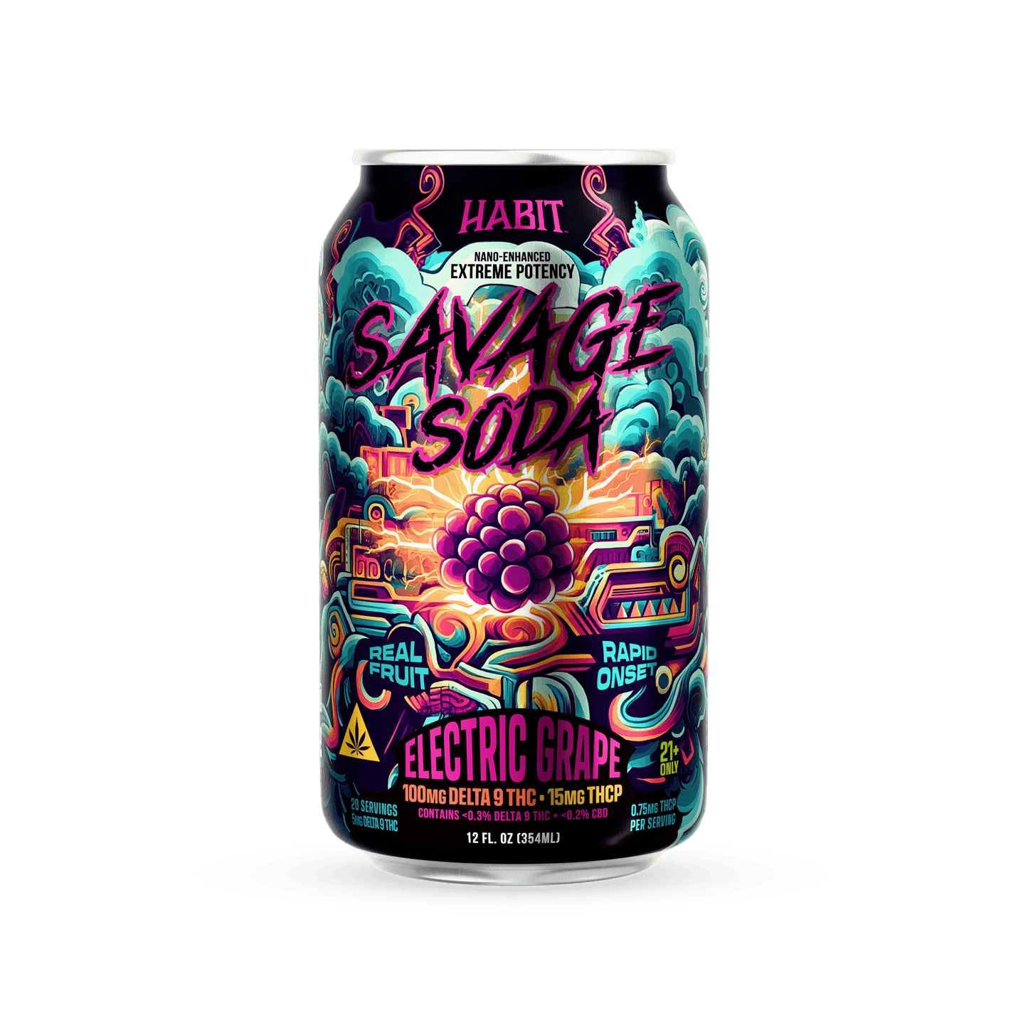 Delta 9 100mg Savage Soda - Electric Grape - 6pk - Tree Spirit Wellness