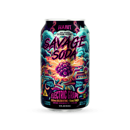 Delta 9 100mg Savage Soda - Electric Grape - 6pk - Tree Spirit Wellness