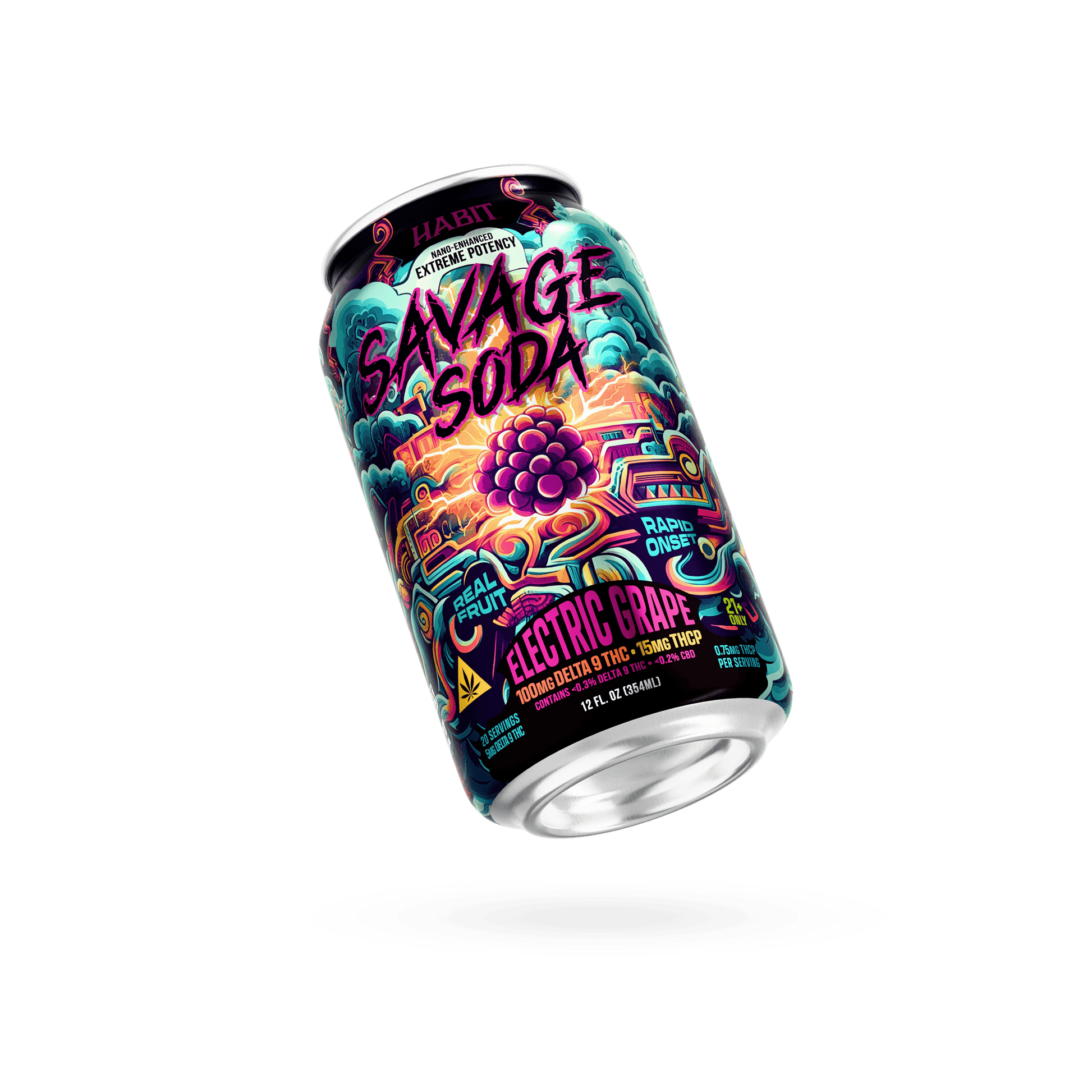 Delta 9 100mg Savage Soda - Electric Grape - 6pk - Tree Spirit Wellness