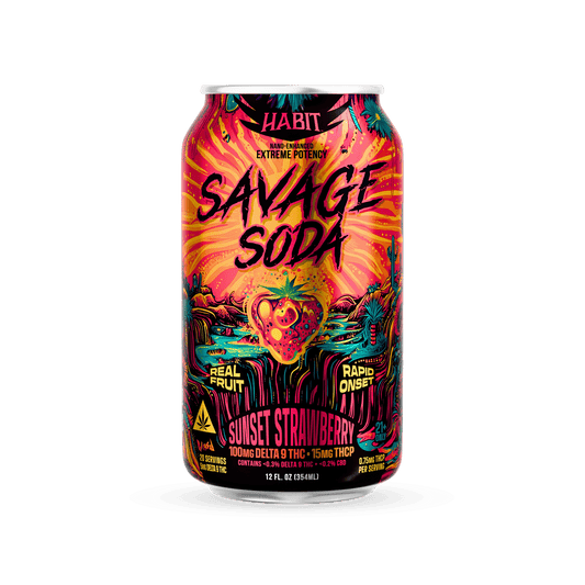 Delta 9 100mg Savage Soda - Sunset Strawberry - 6pk - Tree Spirit Wellness