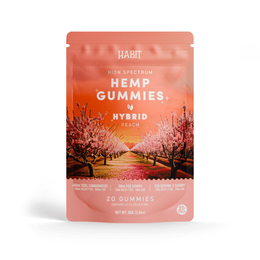 Delta 9 + CBD High Spectrum Hemp - 20 Peach Gummies - Tree Spirit Wellness