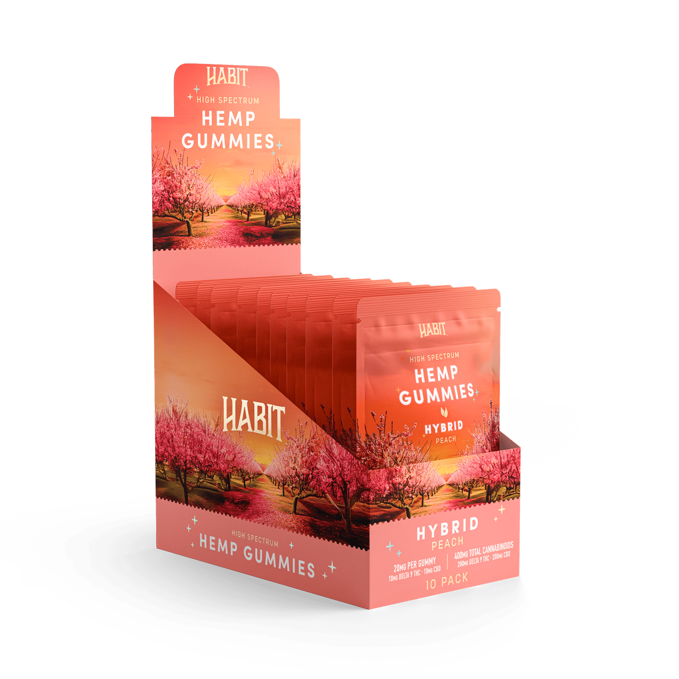 Delta 9 + CBD High Spectrum Hemp - 20 Peach Gummies Hybrid - Tree Spirit Wellness