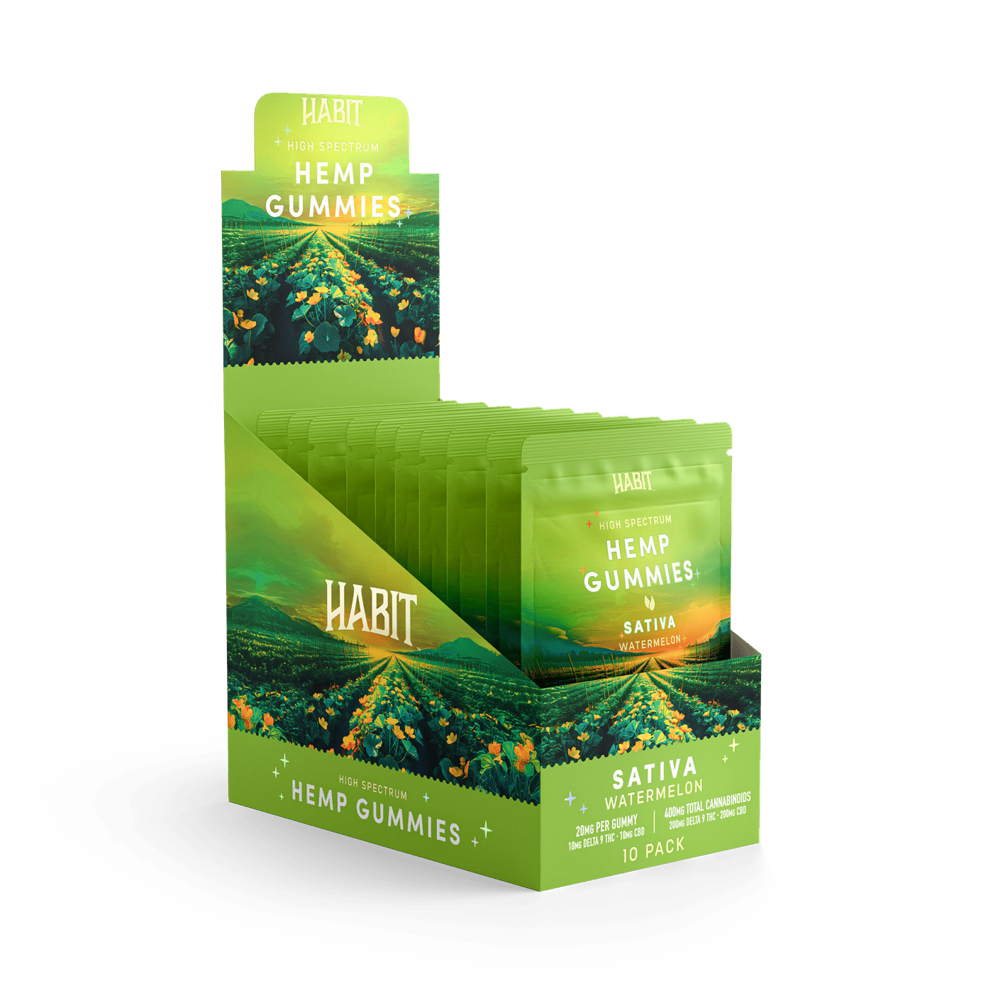 Delta 9 + CBD High Spectrum Hemp - 20 Watermelon Gummies Sativa - Tree Spirit Wellness