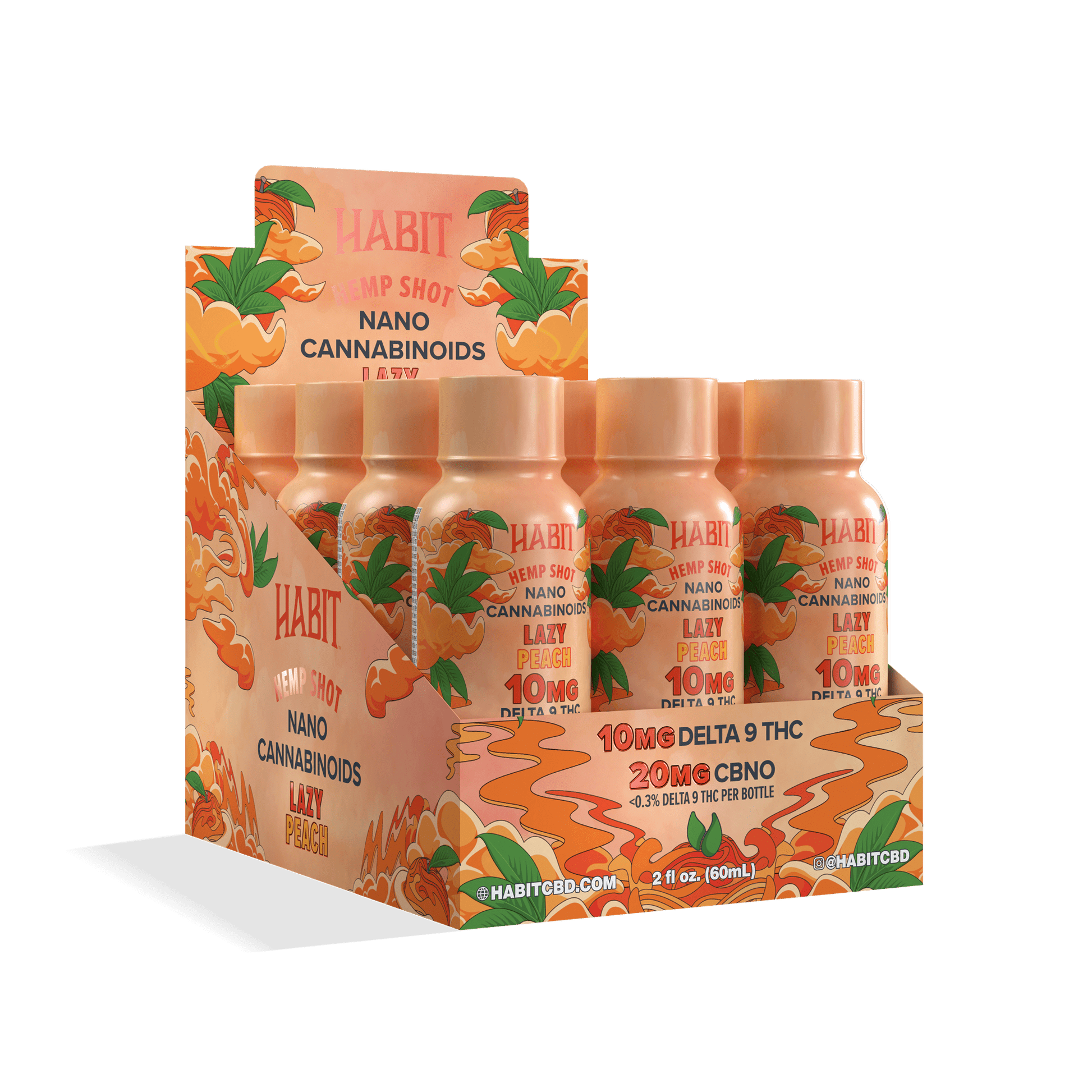 Delta 9 Hemp Shots – Lazy Peach (Case of 12) - Tree Spirit Wellness