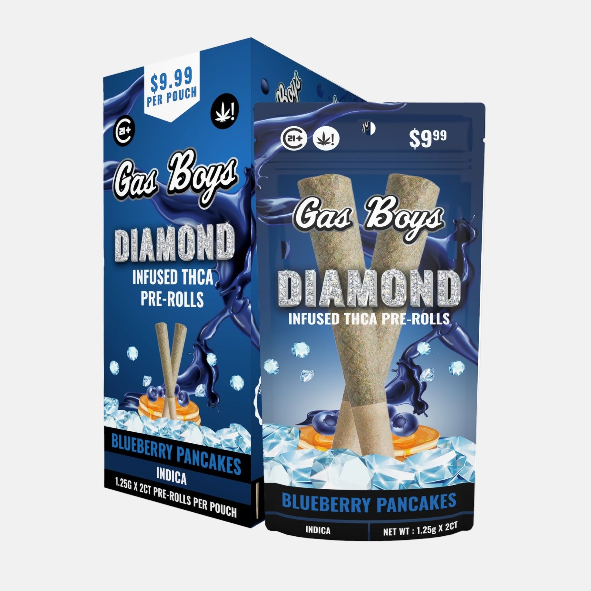 DIAMOND INFUSED THCA PRE - ROL BLUEBERRY PANCAKES - Indica (10ct Per Display) - Tree Spirit Wellness