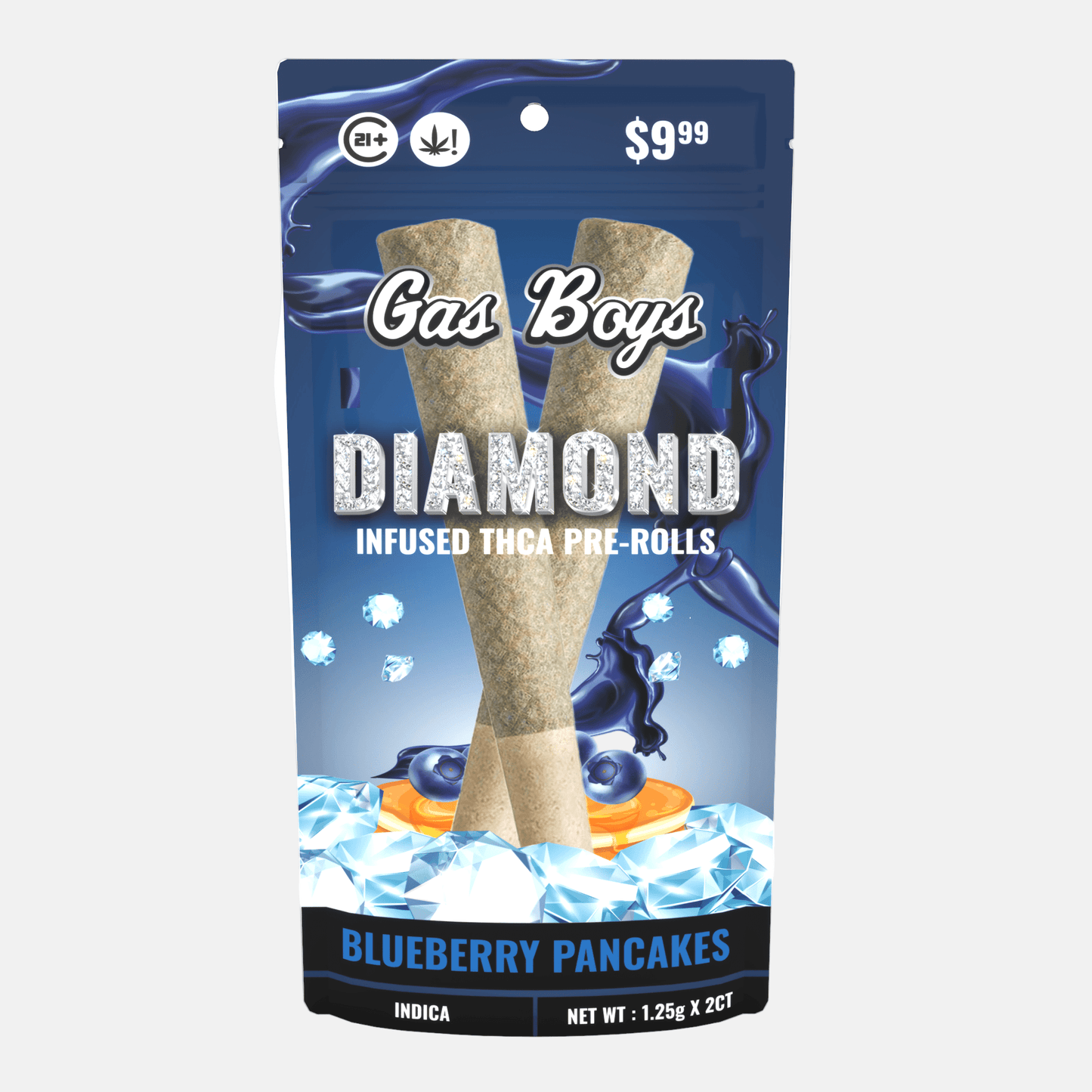 DIAMOND INFUSED THCA PRE - ROL BLUEBERRY PANCAKES - Indica (10ct Per Display) - Tree Spirit Wellness