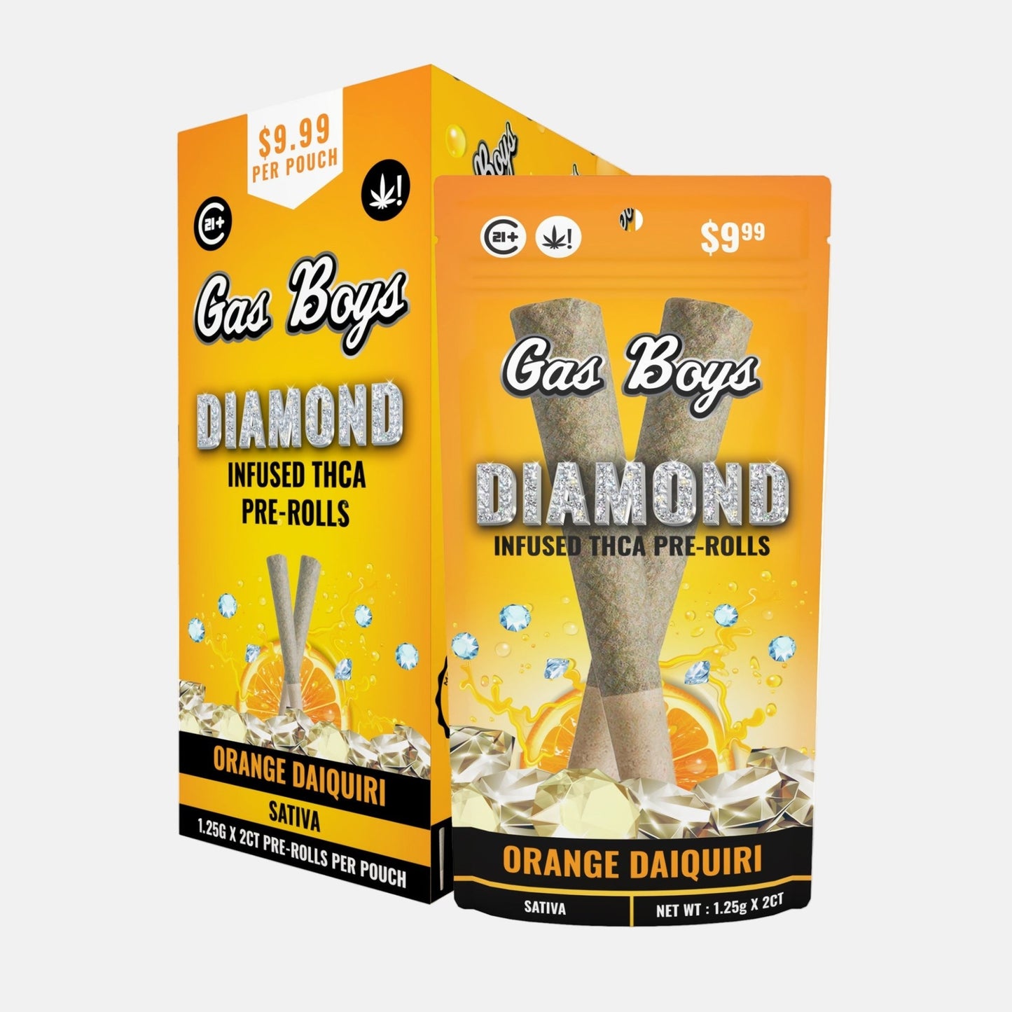 DIAMOND INFUSED THCA PRE - ROL ORANGE DAIQUIRI - Sativa (10ct Per Display) - Tree Spirit Wellness