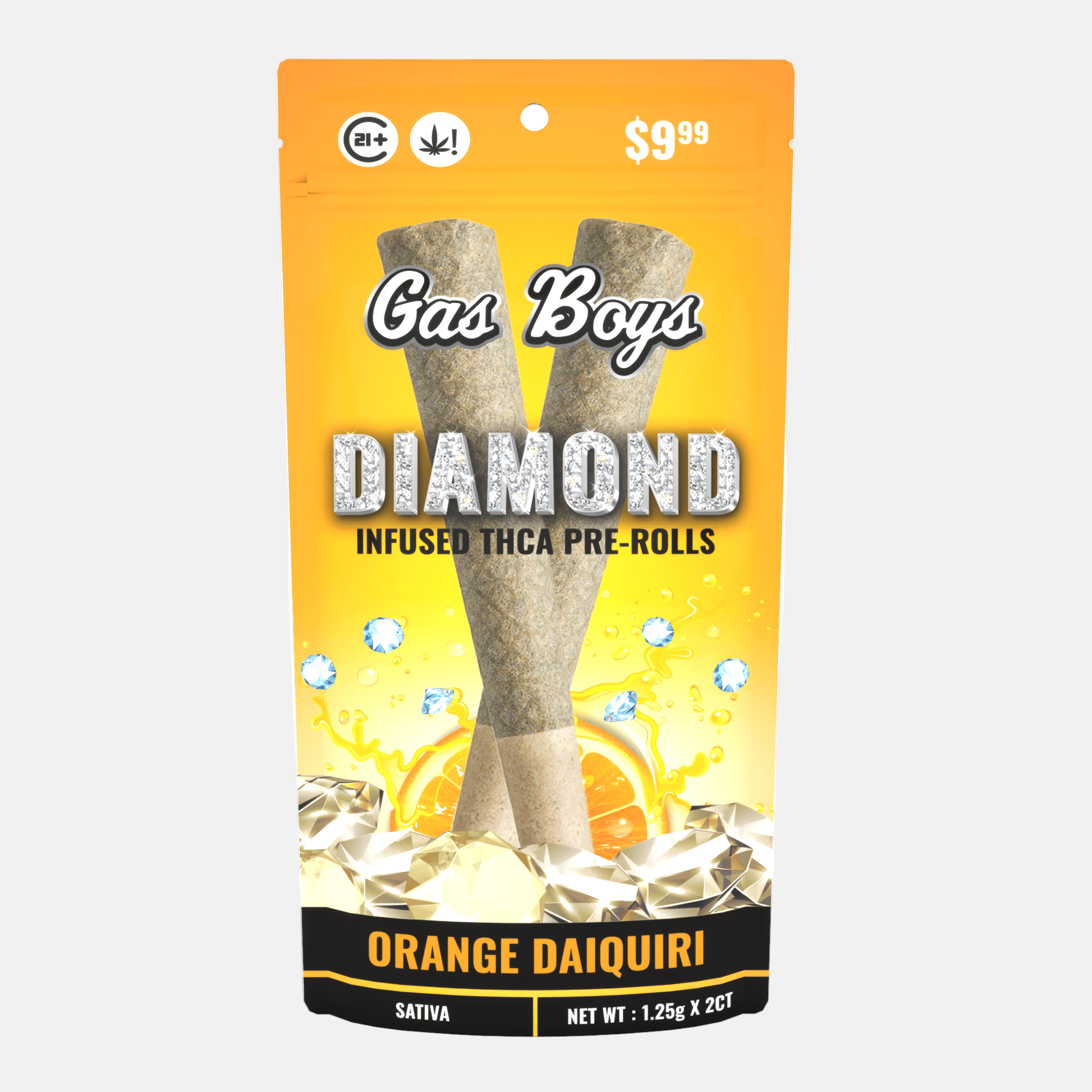 DIAMOND INFUSED THCA PRE - ROL ORANGE DAIQUIRI - Sativa (10ct Per Display) - Tree Spirit Wellness