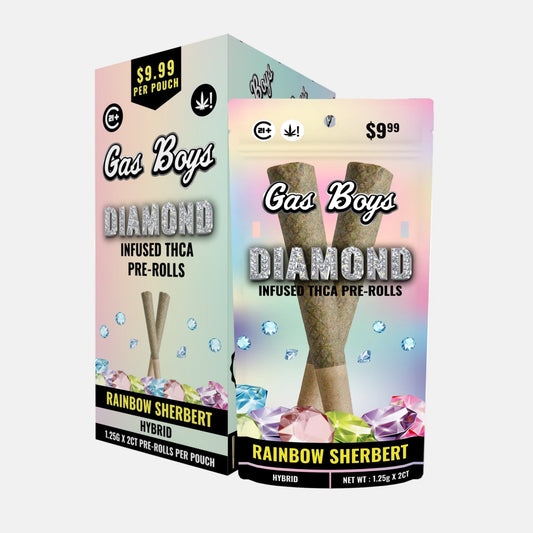 DIAMOND INFUSED THCA PRE - ROL RAINBOW SHERBERT - Hybrid (10ct Per Display) - Tree Spirit Wellness