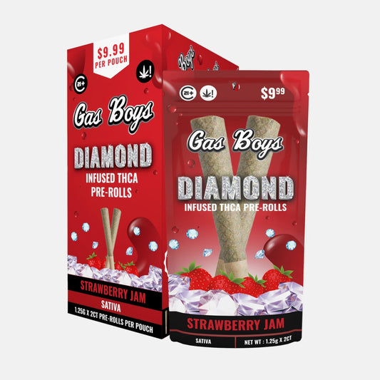 DIAMOND INFUSED THCA PRE - ROL STRAWBERRY JAM - Sativa (10ct Per Display) - Tree Spirit Wellness