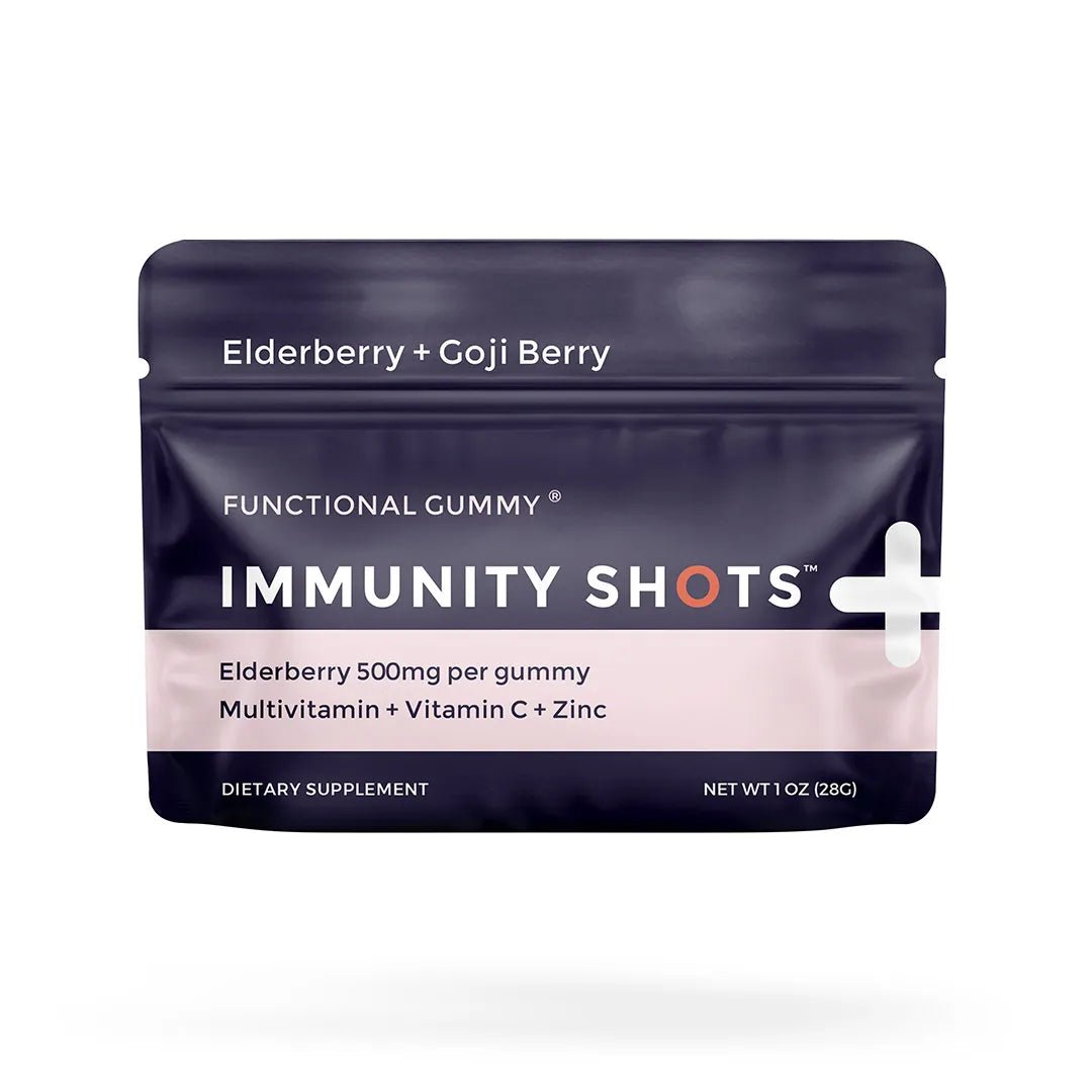 Elderberry & Goji Berry Immunity Shots Gummy Vitamins Raspberry Elderberry (12 - Pack) - Tree Spirit Wellness