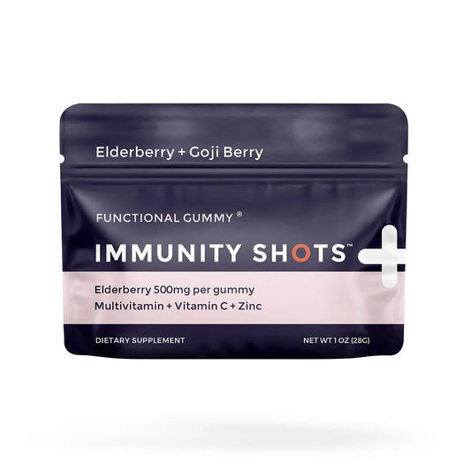 Elderberry & Goji Berry Immunity Shots Gummy Vitamins Raspberry Elderberry (12 - Pack) - Tree Spirit Wellness