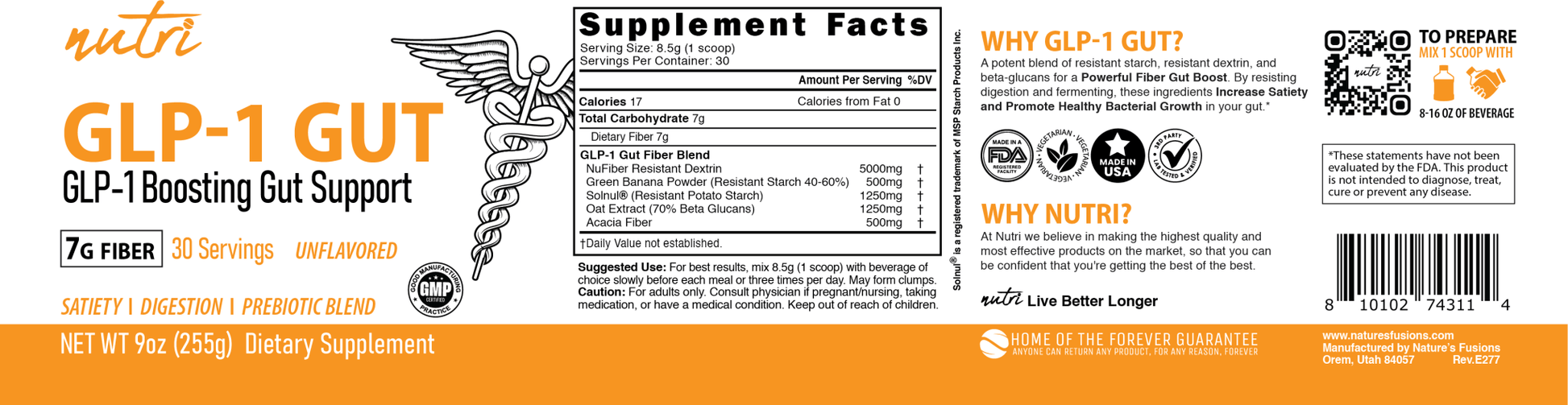 GLP - 1 Gut Support Fiber Boost 7 g Unflavored Powder - Tree Spirit Wellness