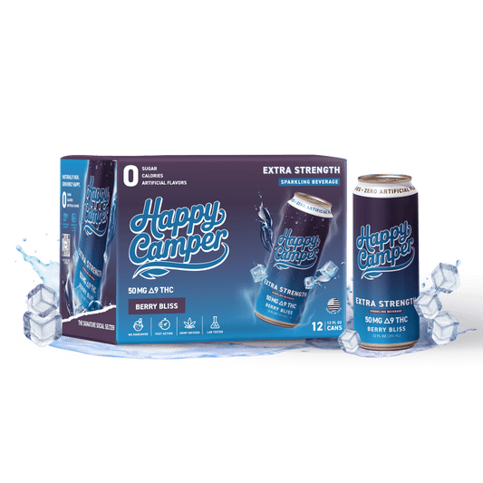happy camper Berry Bliss - 50mg Delta 9 THC - 355 ml Extra Strength - 12 pack - Tree Spirit Wellness