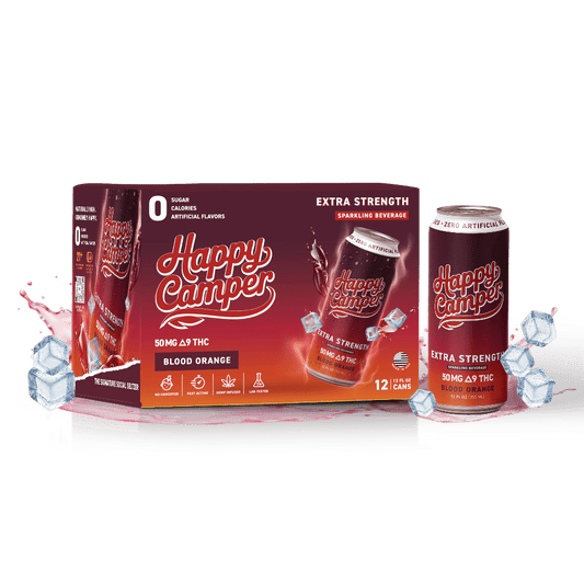 happy camper Blood Orange - 50mg Delta 9 THC - 355 ml Extra Strength - 12 pack - Tree Spirit Wellness