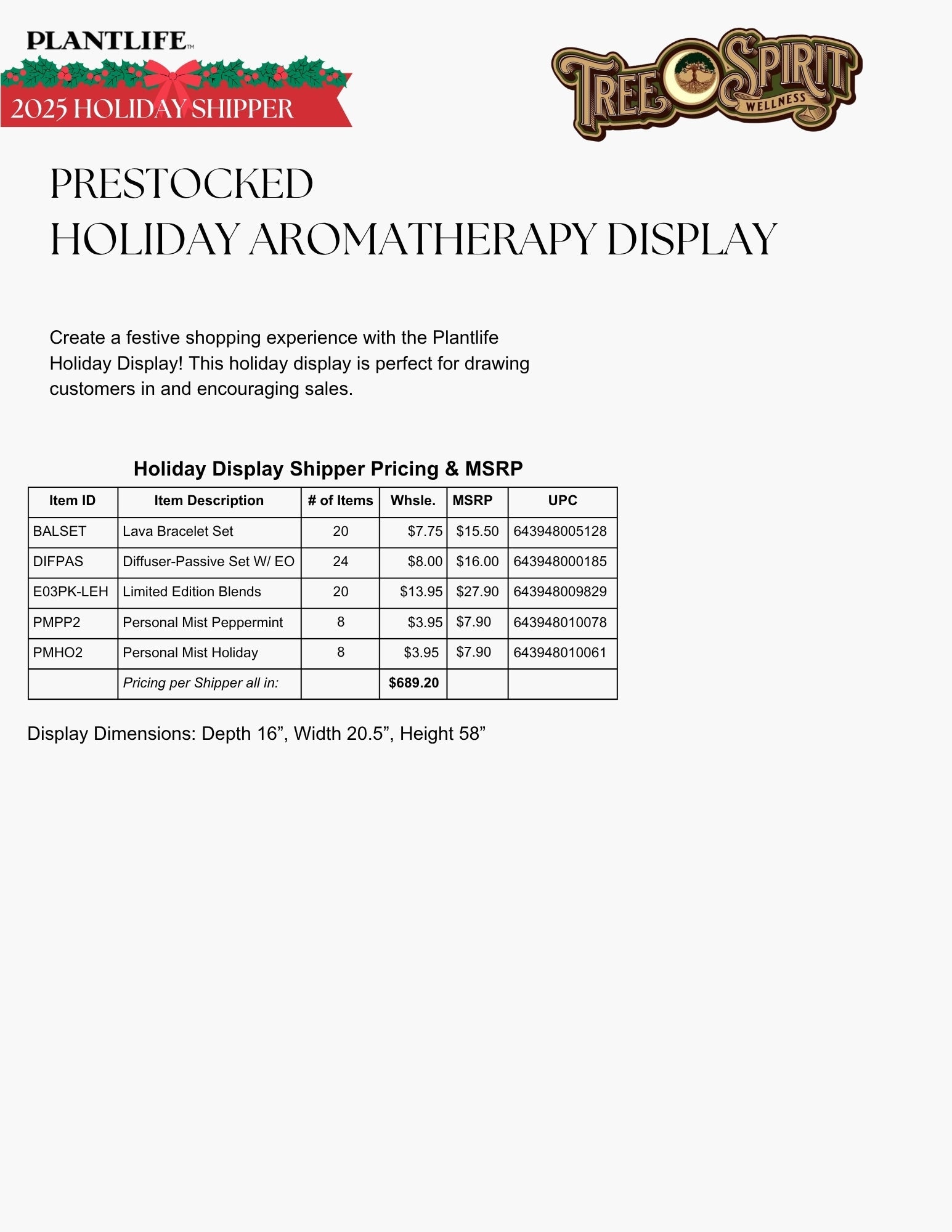 HOLIDAY AROMATHERAPY DISPLAY - limited Offer - Tree Spirit Wellness