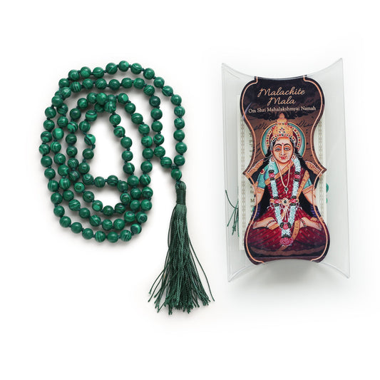 Prabhuji Prayer Mala Beads - Man-made Malachite - 108 Prayer Beads