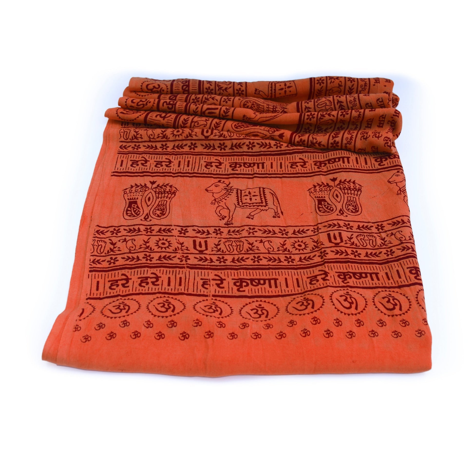 Meditation Yoga Prayer Shawl - Maha Mantra - Peach Orange Large - Tree Spirit Wellness