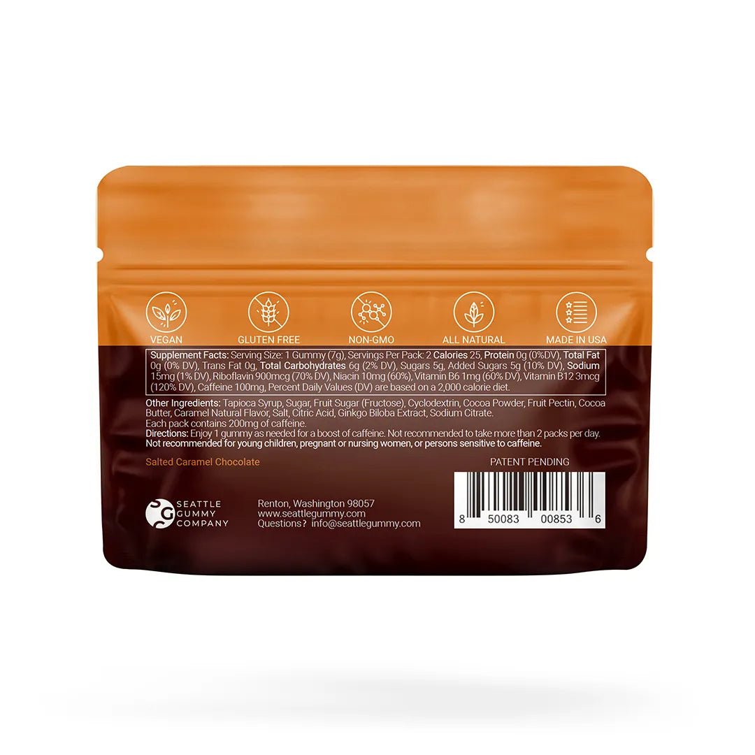 Mocca Shots High Energy Gummies with Caffeine Salted Caramel (12 - Pack) - Tree Spirit Wellness