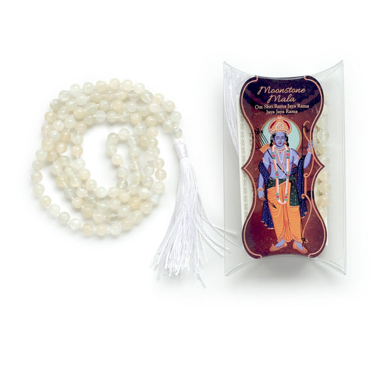 Prabhuji Prayer Mala Beads - Moon Stone  - 108 Prayer Beads