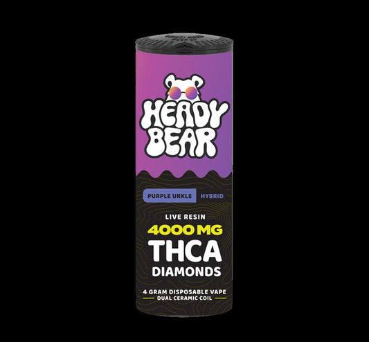 New! Heady Bear - THCA Diamonds - Purple Urkle Vape (Hybrid) 6pcs - Tree Spirit Wellness