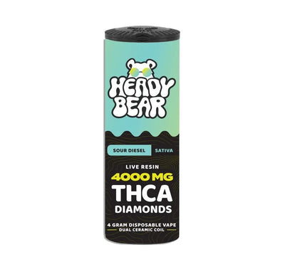 New! Heady Bear - THCA Diamonds - Sour Diesel Vape (Sativa) 6pcs