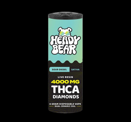 New! Heady Bear - THCA Diamonds - Sour Diesel Vape (Sativa) 6pcs - Tree Spirit Wellness